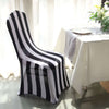 Black & White 2inch Striped Spandex Stretch Fitted Banquet Chair Cover With Foot Pockets - Premium