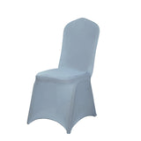Dusty Blue Spandex Stretch Fitted Banquet Chair Cover With Foot Pockets - 160GSM Premium#whtbkgd
