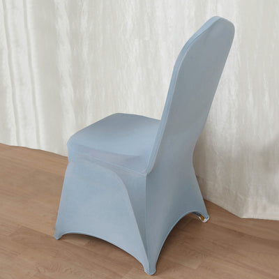 Dusty Blue Spandex Stretch Fitted Banquet Chair Cover With Foot Pockets - 160GSM Premium Spandex