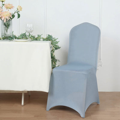 Dusty Blue Spandex Stretch Fitted Banquet Chair Cover With Foot Pockets - 160GSM Premium Spandex