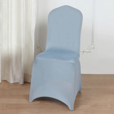 Dusty Blue Spandex Stretch Fitted Banquet Chair Cover With Foot Pockets - 160GSM Premium Spandex