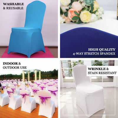Purple Spandex Stretch Fitted Banquet Chair Cover With Foot Pockets - 160GSM Premium Spandex