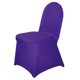 Purple Spandex Stretch Fitted Banquet Chair Cover With Foot Pockets - 160GSM Premium Spandex#whtbkgd