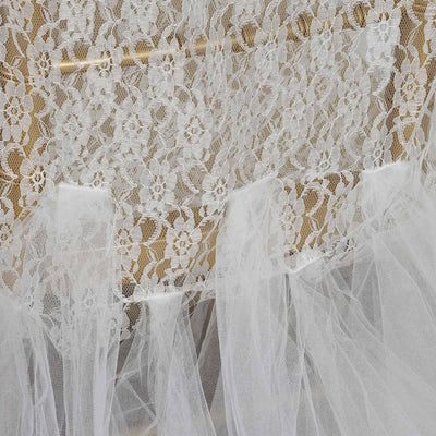 Ivory Lace & Tulle Chair Tutu Cover Skirt, Wedding Event Chair Decor#whtbkgd