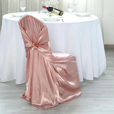 Dusty Rose Satin Universal Chair Cover