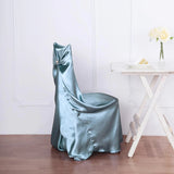 Dusty Blue Universal Satin Chair Covers, Folding, Dining, Banquet & Standard Size Chair Covers