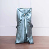 Dusty Blue Universal Satin Chair Covers, Folding, Dining, Banquet & Standard Size Chair Covers