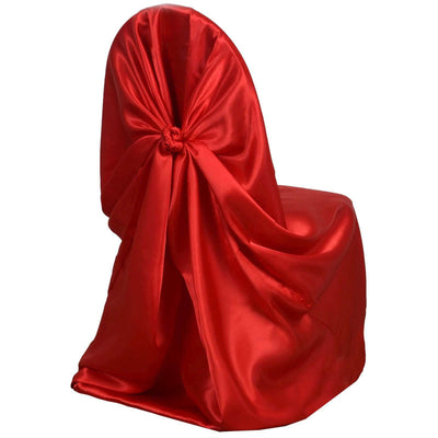 Red Universal Satin Chair Covers, Folding, Dining, Banquet & Standard Size Chair Covers