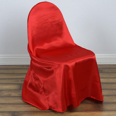 Red Universal Satin Chair Covers, Folding, Dining, Banquet & Standard Size Chair Covers