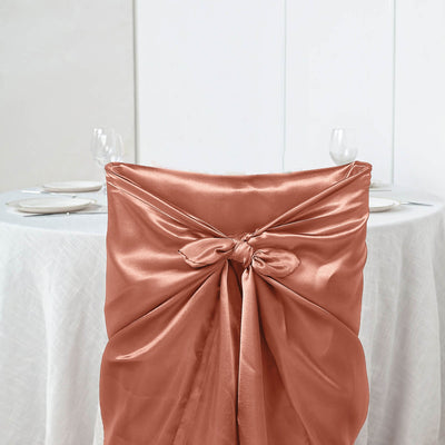 Terracotta Universal Satin Chair Covers, Folding, Dining, Banquet & Standard Size Chair Covers
