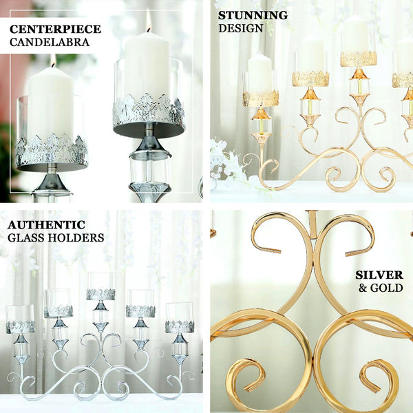 Candelabra Centerpiece | Hurricane Glass Candle Holders