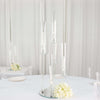 32inch Tall Clear 5-Arm Crystal Round Glass Taper Candle Candelabra