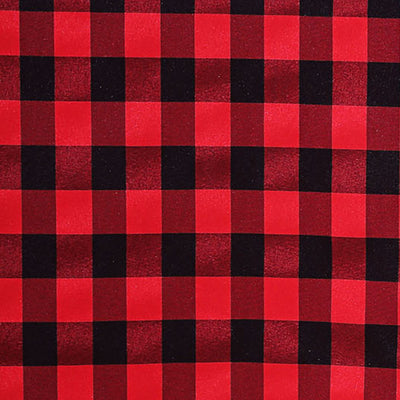 Buffalo Plaid Tablecloth | 70 inch Round | Black/Red | Checkered Gingham Polyester Tablecloth#whtbkgd