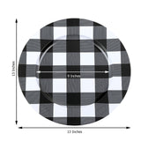 13inch Black/White Buffalo Plaid Metal Charger Plates, Checkered Picnic Dinner Charger Plates