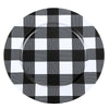 Black/White Buffalo Plaid Metal Charger Plates, Checkered Picnic Dinner Charger Plates#whtbkgd