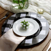 13inch Black/White Buffalo Plaid Metal Charger Plates, Checkered Picnic Dinner Charger Plates