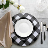 13inch Black/White Buffalo Plaid Metal Charger Plates, Checkered Picnic Dinner Charger Plates