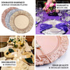6 Pack | 14inch Metallic Rose Gold Round Acrylic Plastic Charger Plates With Engraved Baroque Rim
