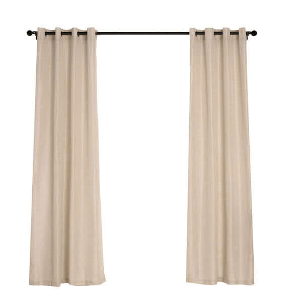 52x108inch Beige Faux Linen Curtains, Semi Sheer Curtain Panels with Chrome Grommet