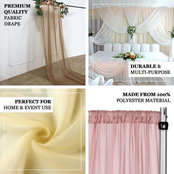 5ftx32ft Premium Dusty Blue Chiffon Curtain Panel, Backdrop Ceiling Drapery With Rod Pocket