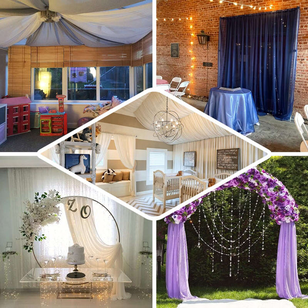 Gold Fire Retardant Sheer Organza Premium Curtain Panel Backdrops With Rod Pockets - 5ftx10ft