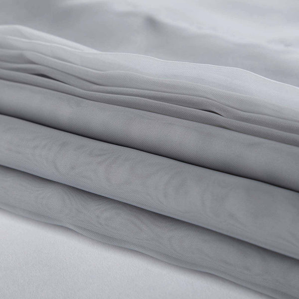30Ft Silver Ceiling Drapes Sheer Curtain Panels Fire Retardant Fabric With 4" Pocket