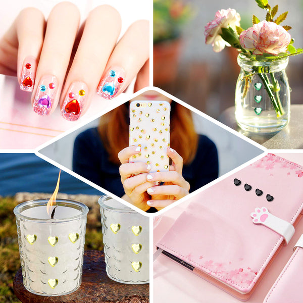 6 Sheets | 600 Pcs Yellow Heart Design Self Adhesive Diamond Rhinestone DIY Stickers