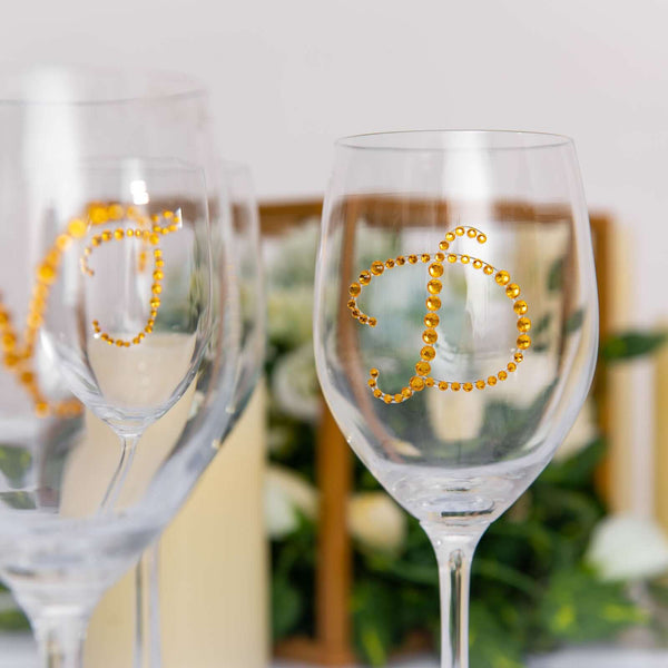 12 Pack | 1" Gold | Rhinestone Monogram Sticker Self Adhesive Bling Diamond Letters For DIY