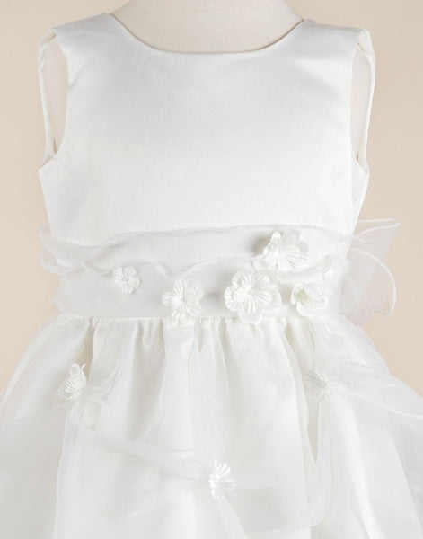 White Organza Pick Dress with flowers - White