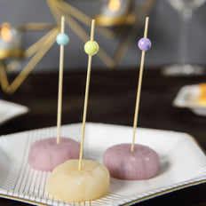 5 inch Eco Friendly Party Picks with Colorful Pearls,  Bamboo Skewers, Cocktail Sticks