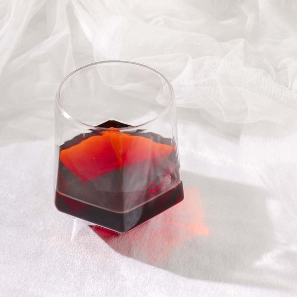 12 Oz Clear Plastic Diamond Shaped Shatterproof Whiskey Cups, Reusable Stemless Wine Glasses