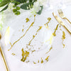 10 Pack | Clear & Gold Marble Print 10Inch Plastic Dinner Party Plates, Disposable Plates