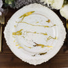 10 Pack | Clear & Gold Marble Print 10Inch Plastic Dinner Party Plates, Disposable Plates