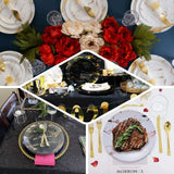 10 Pack | Clear & Gold Marble Print 10Inch Plastic Dinner Party Plates, Disposable Plates