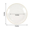 10 Pack | Clear Hammered 9" Round Plastic Dinner Plates With Gold Rim, Disposable Party Plates