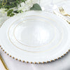 10 Pack | Clear Hammered 9inch Round Plastic Dinner Plates With Gold Rim