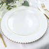 10 Pack | Clear Hammered 9inch Round Plastic Dinner Plates With Gold Rim