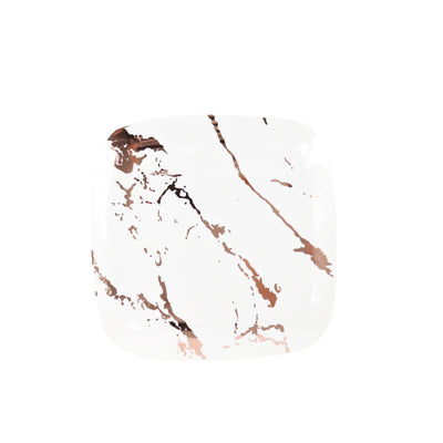10 Pack | White/Rose Gold Marble 6inch Square Plastic Appetizer Dessert Plates#whtbkgd