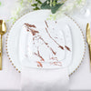 10 Pack | White/Rose Gold Marble 6inch Square Plastic Appetizer Dessert Plates