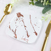 10 Pack | White/Rose Gold Marble 6inch Square Plastic Appetizer Dessert Plates