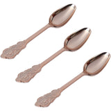 24 Pack - 7inch Metallic Rose Gold Baroque Style Heavy Duty Plastic Spoons