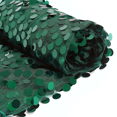 54inch x 4Yards - Hunter Emerald Green Payette Sequin Fabric Roll with Mesh Fabric Base