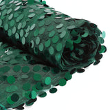 54inch x 4Yards - Hunter Emerald Green Payette Sequin Fabric Roll with Mesh Fabric Base