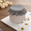 6inch Black/White Checkered Jam Jar Covers with Jute String - Scalloped Edge