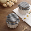 6inch Black/White Checkered Jam Jar Covers with Jute String - Scalloped Edge