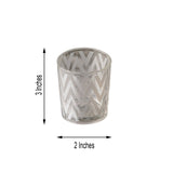 4 Pack | Chevron Candle Tea Light Holders | Silver Votive Holders