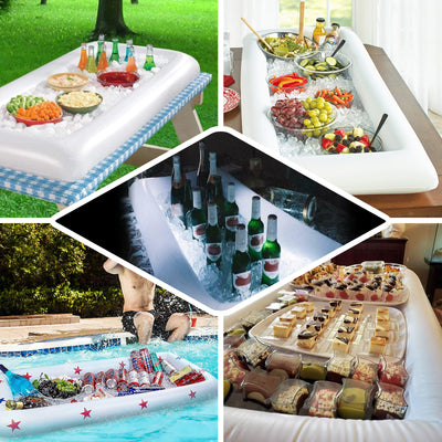 2 Pack Inflatable Cooler Buffet Serving Bar For BBQ Picnic Pool Party with Drain Plug