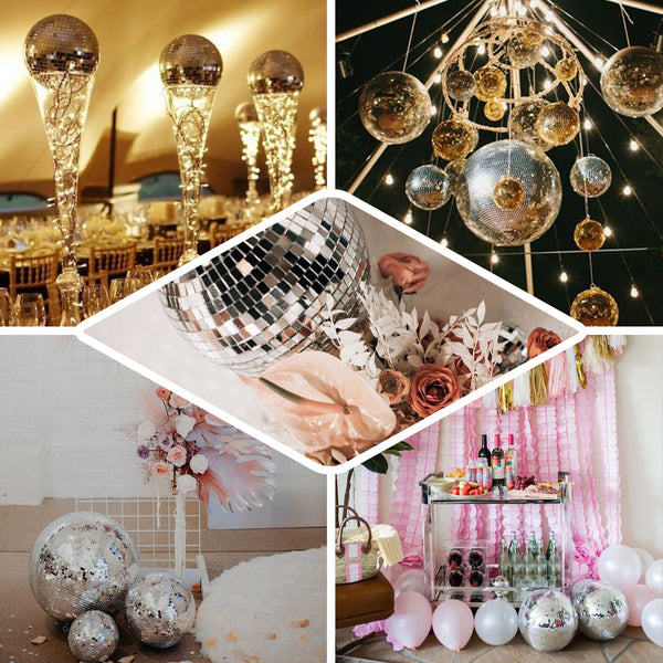 24" Rose Gold Disco Mirror Ball - Large Disco Ball with Hanging Swivel Ring | Christmas Ornaments