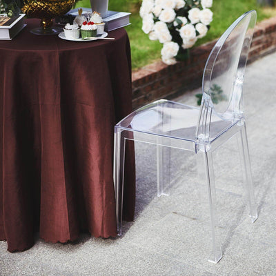 Clear Transparent Banquet Ghost Chair, Armless Stacking Accent Chair with Oval Back