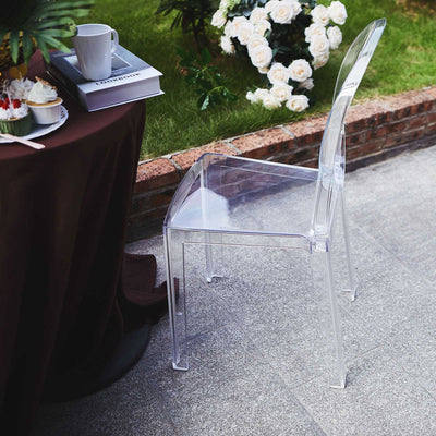 Clear Transparent Banquet Ghost Chair, Armless Stacking Accent Chair with Oval Back